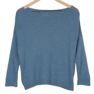 CLASS ROMA Mohair Blend Sweater Women's S/M Blue Boat Neck Relaxed Boxy